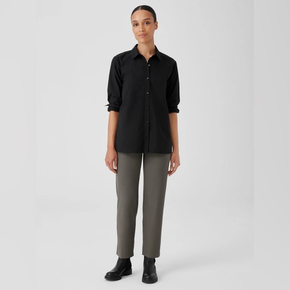 Eileen Fisher Washable Stretch Crepe Straight Pant Gray Size Small - Picture 1 of 10